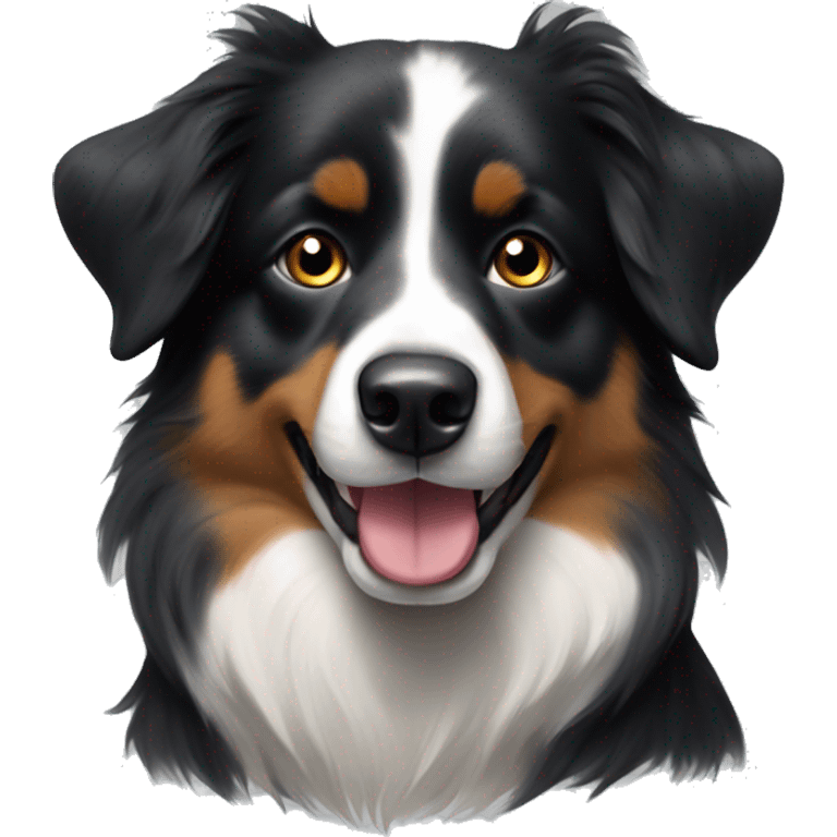 Small black australian shepherd dog with paintbrush and paint  emoji