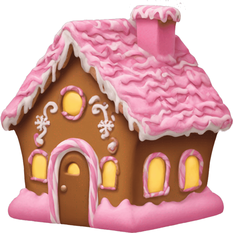 A pink gingerbread house emoji