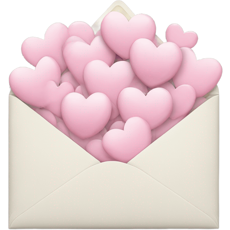 White Romantic enveloppe and pink pastel hearts emoji