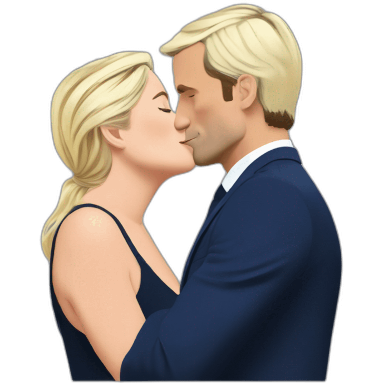 Marine le Pen kiss Emmanuel Macron emoji