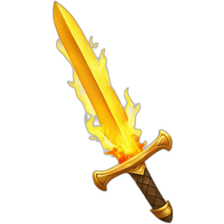 small golden sword on fire emoji