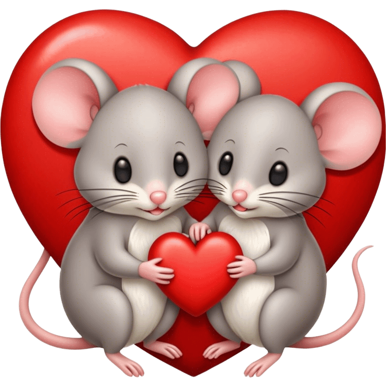 1 mother and 1 baby mouse in front of a heart emoji