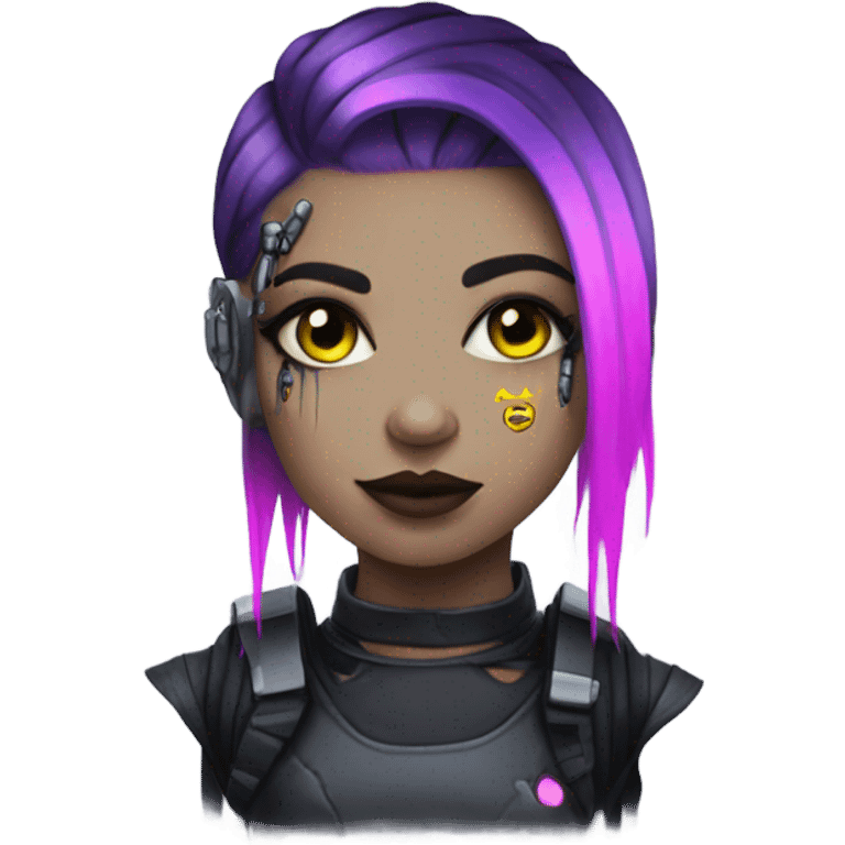 cyborg goth girl, neon hair emoji