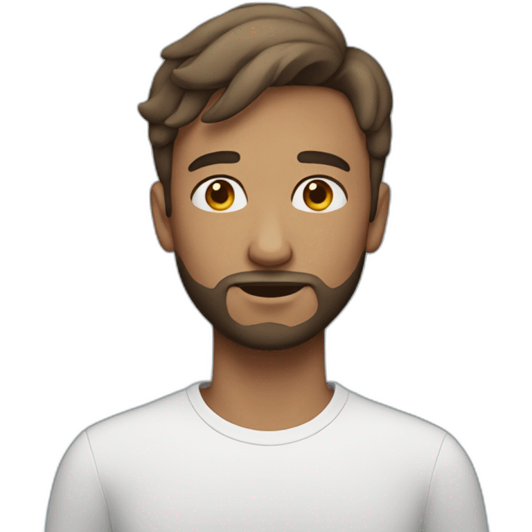 A young Man with blue eyes, a short beard, and a cloud in front of his face emoji