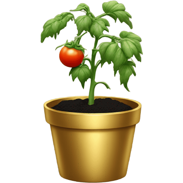 Tomato plant with Black tomatoes on in a gold pot emoji