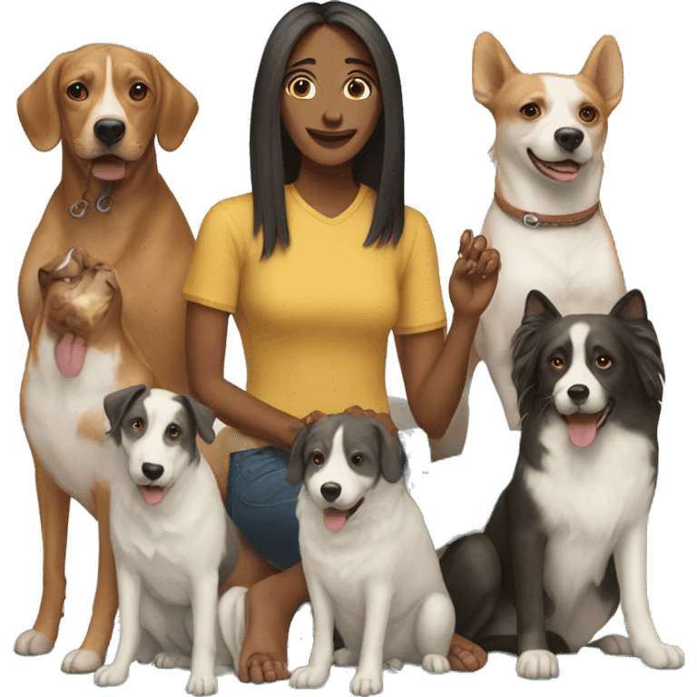 Woman with 7 dogs emoji