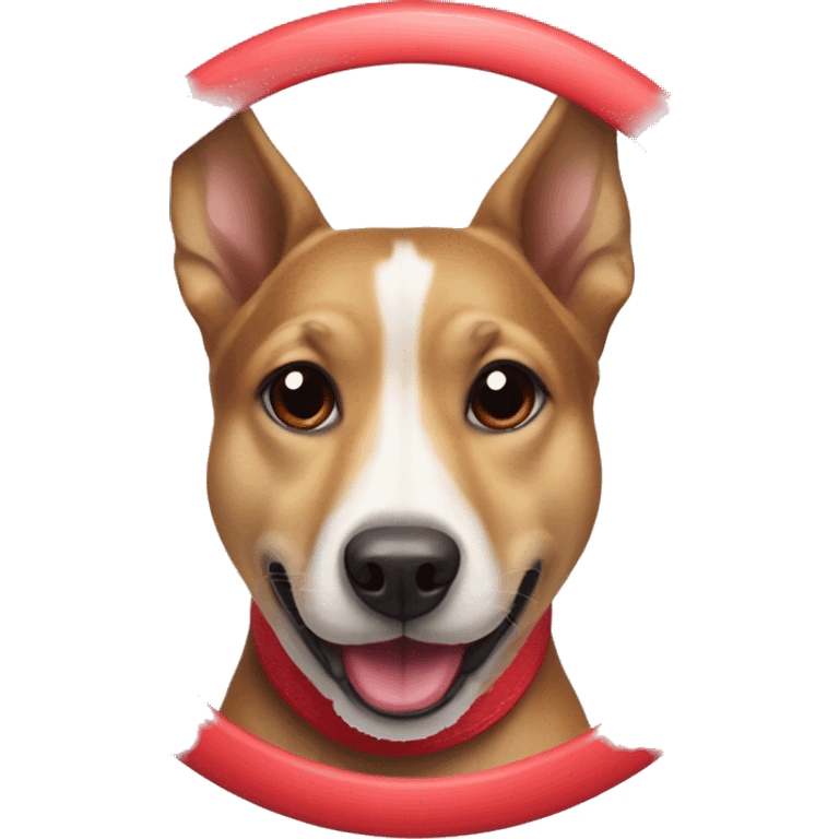 Dog with red frisbee in mouth emoji