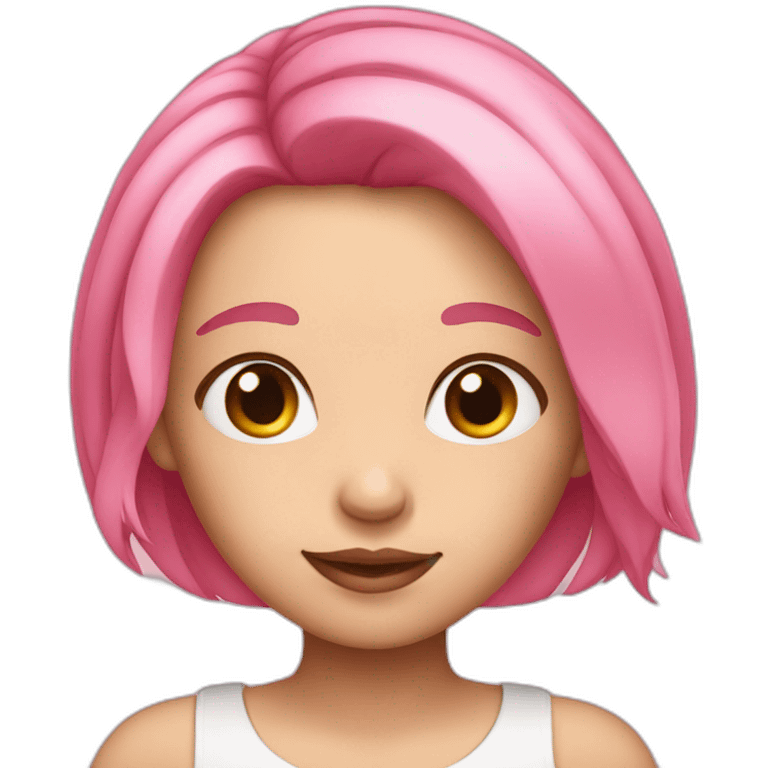 Cute girl with pink medium length hair emoji