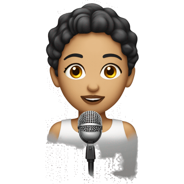 Latina with light skin singing with mic emoji