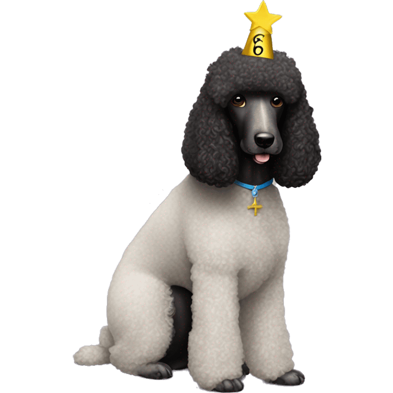 Jesus Christ celebrating the 6th birthday of a black standard poodle emoji