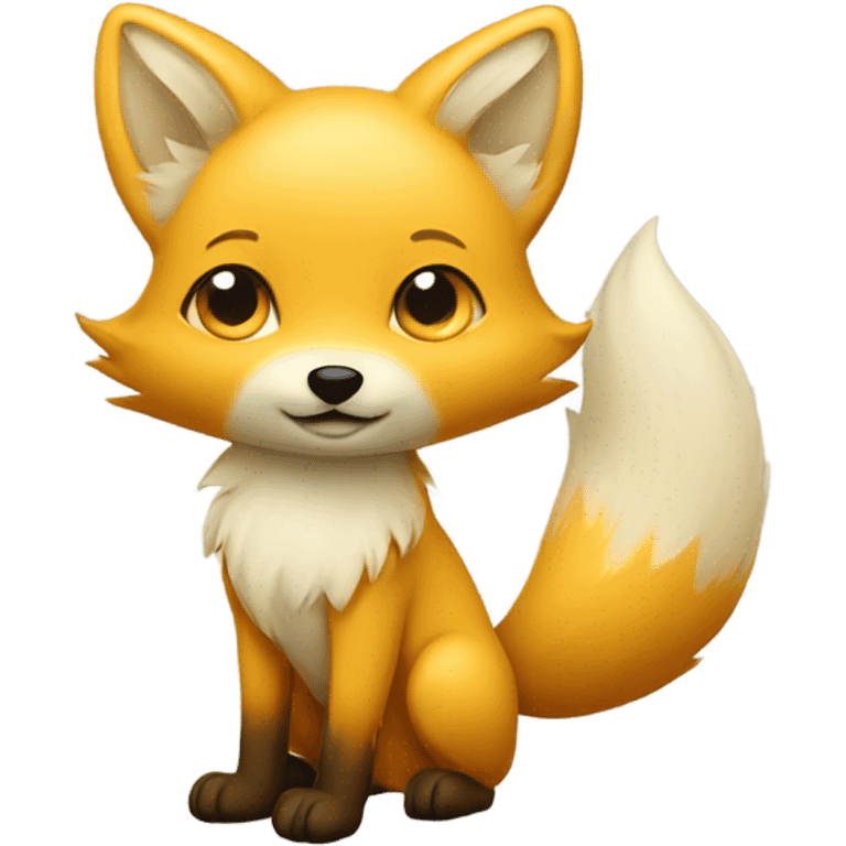 Young yellow fox with two tails emoji