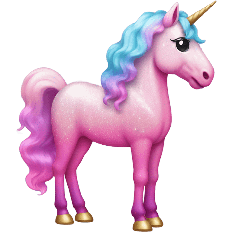 Pink rainbow ombre full body majestic unicorn with glitter  emoji