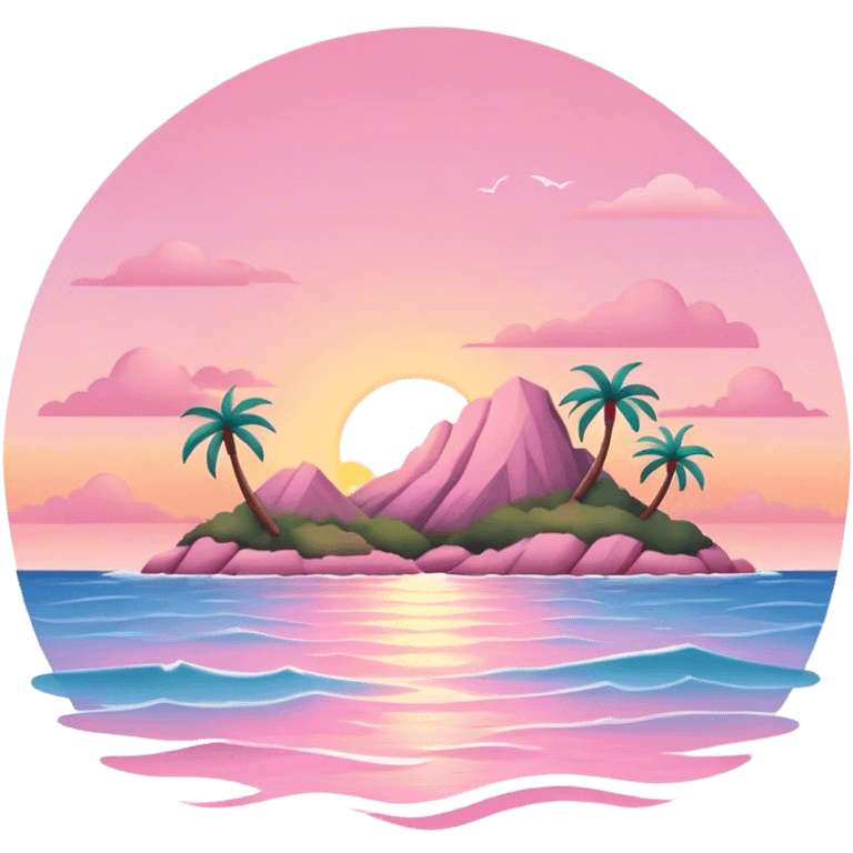 Pastel pink island sunset emoji