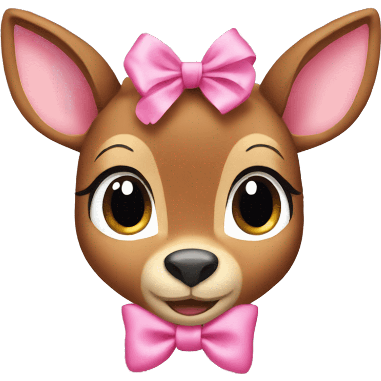 bambi with a pink bow and pink ears emoji