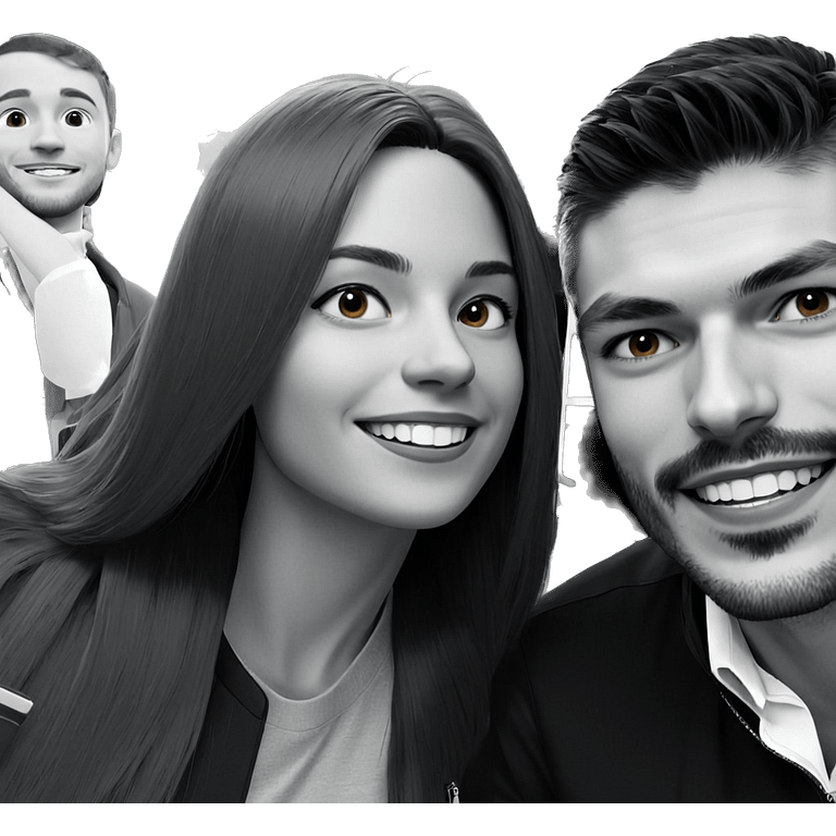 smiling girl with boys emoji