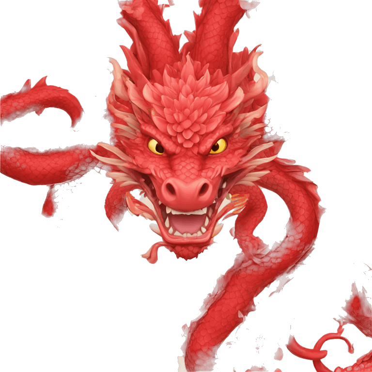 Intricate floral flower red dragon face emoji