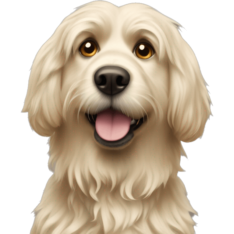 shaggy dog similar to labrador with golden sticking out hair emoji