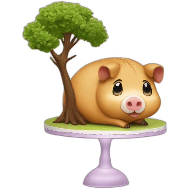 guinnea pig on tree cake emoji