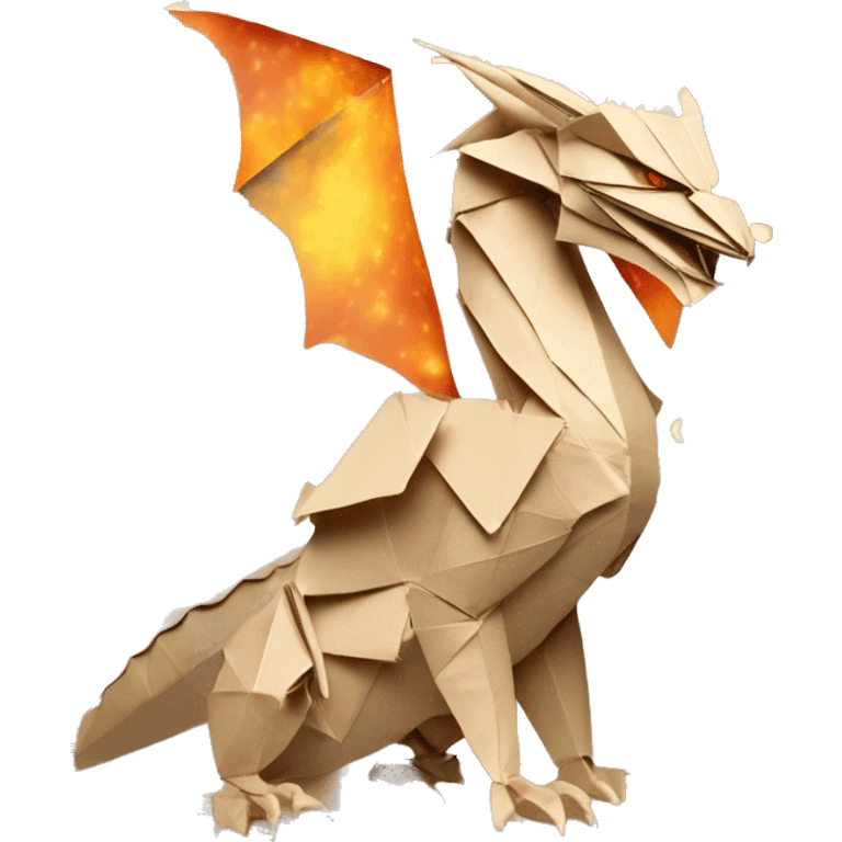 Beige Origami dragon made of newspapers on fire surrounded by fairy lights swirls covered in dried flowers bokeh library bunting floral flowers fire flames emoji