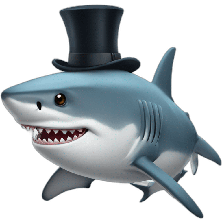 Shark with a top hat emoji