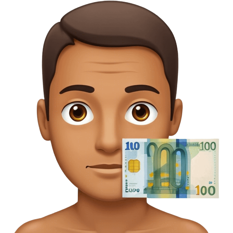 Hombre con cartel de 100€ emoji