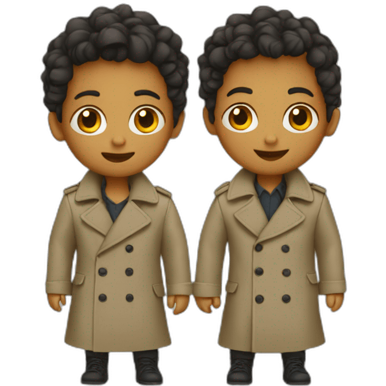 Two kids in one trenchcoat emoji