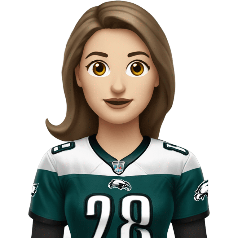 Philadelphia eagles fan, white woman with brown hair and brown eyes emoji