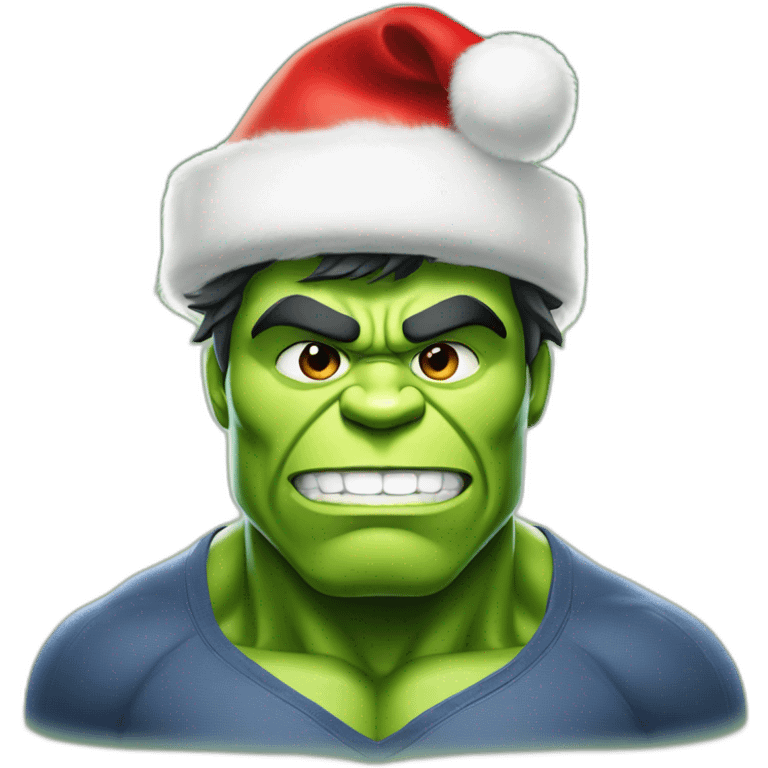 happy hulk wears red christmas hat emoji