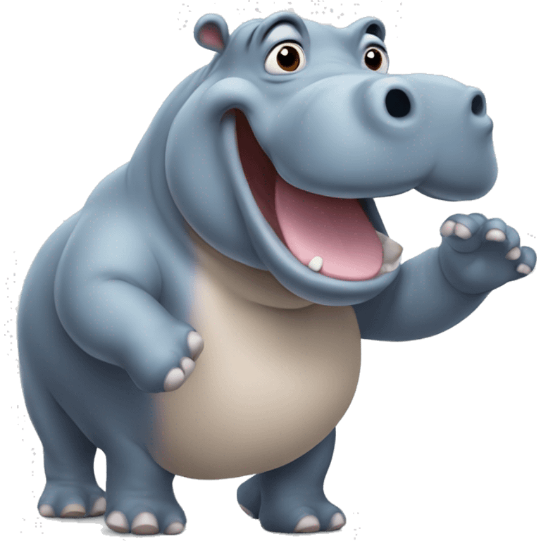 hippo waving emoji