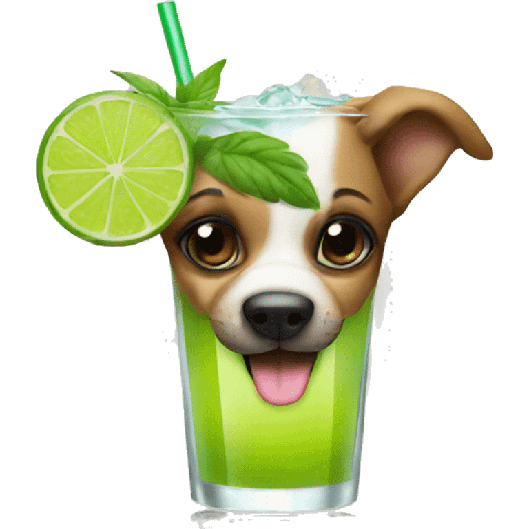 dog drinking mojito emoji