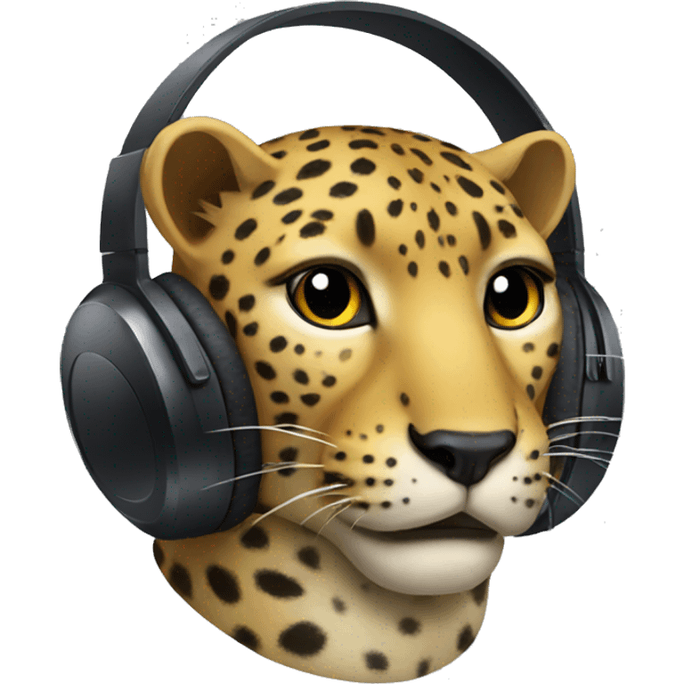 leopard wear  super big headphone emoji