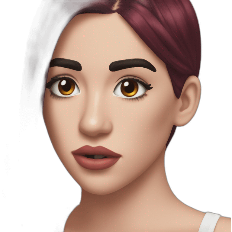 Dua Lipa with dark red hair emoji