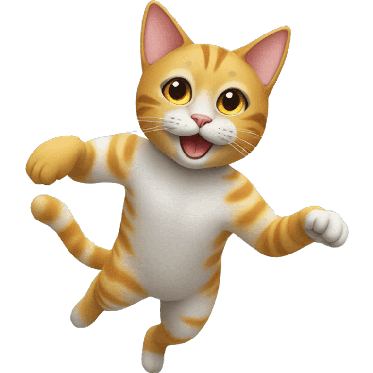 Haz un emoji de un gato jugando yendo bailando en el espacio junto a pulpos espaciales y moros casas espaciales que emoji