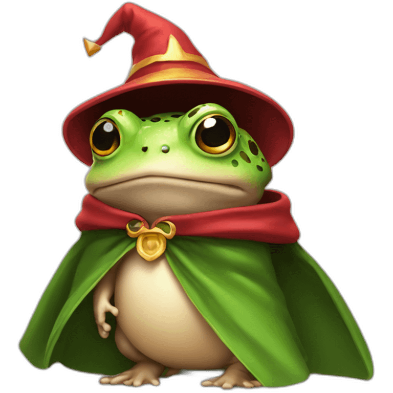 tiny cute toad wearing a wizard cape and one eye emoji