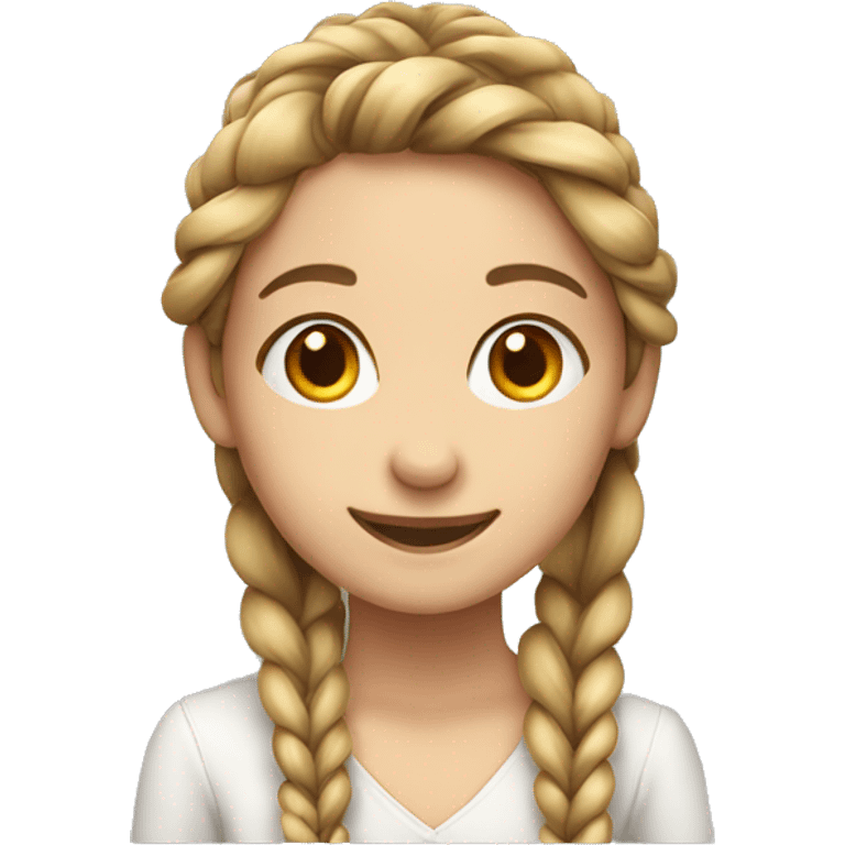 smiling girl with long braid emoji