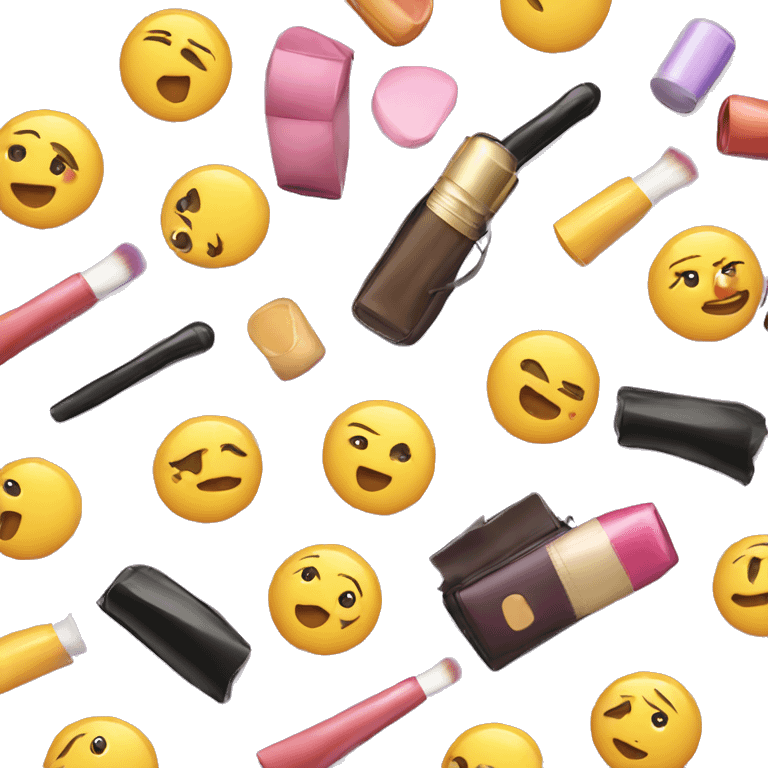 cosmetic bag with cosmetics sticking out emoji