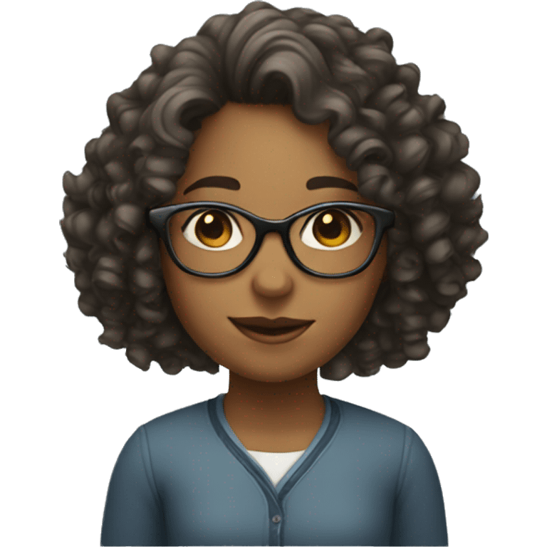 Girl with curly hair and glasses  emoji