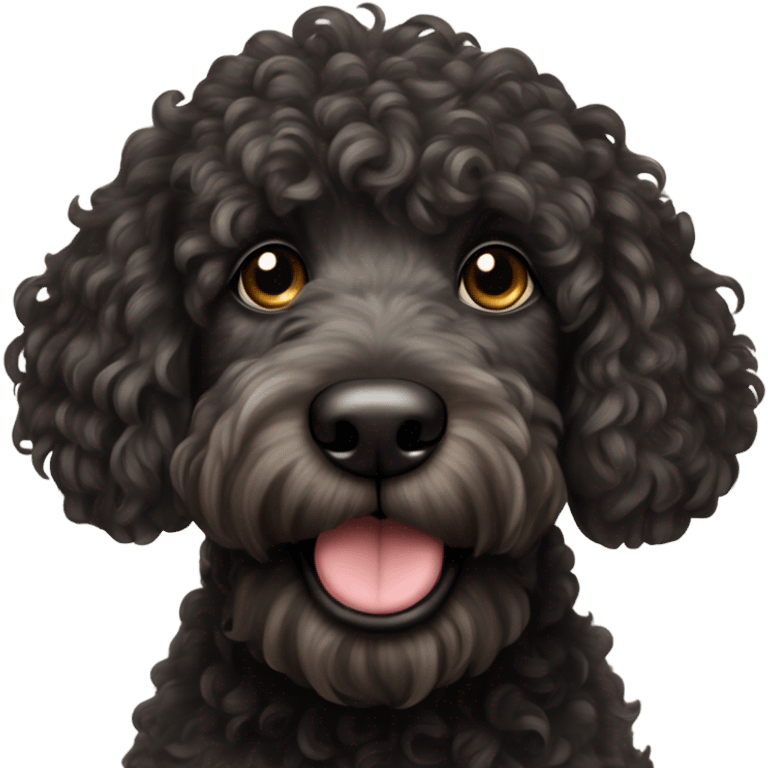 A black golden doodle dog emoji