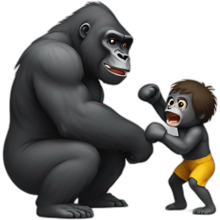 Gorilla boxing a crying Kid emoji