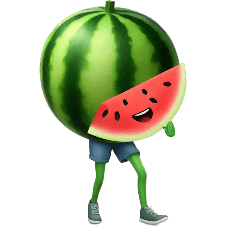 Watermelon with walking legs emoji