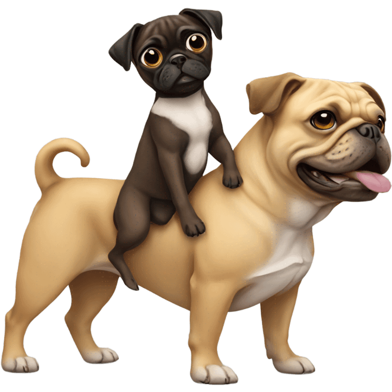 Pug riding a pit bull  emoji