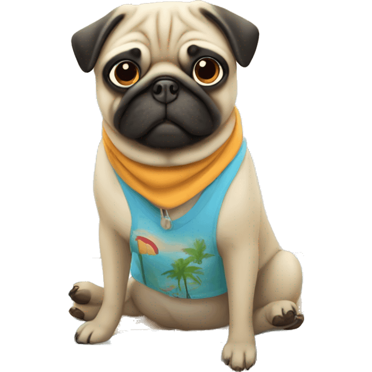 Pug on vacation emoji