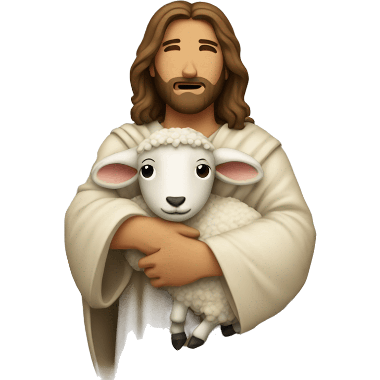 Jesus hugging sheep emoji