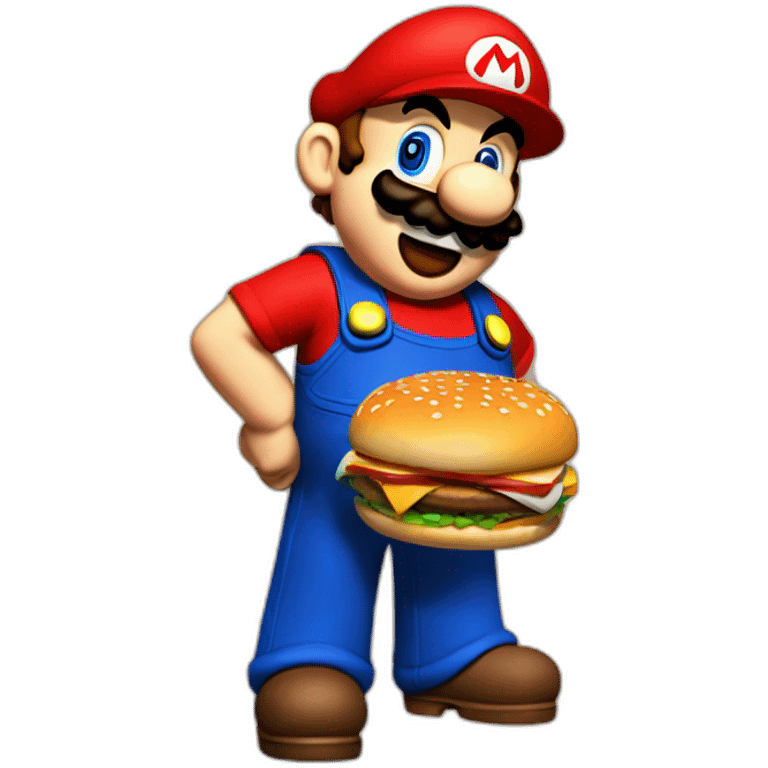 Mario bros eating burger emoji