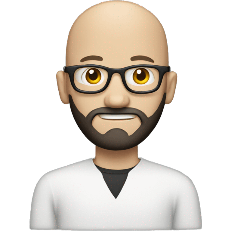 Bald white guy with dark beard behind a macbook emoji