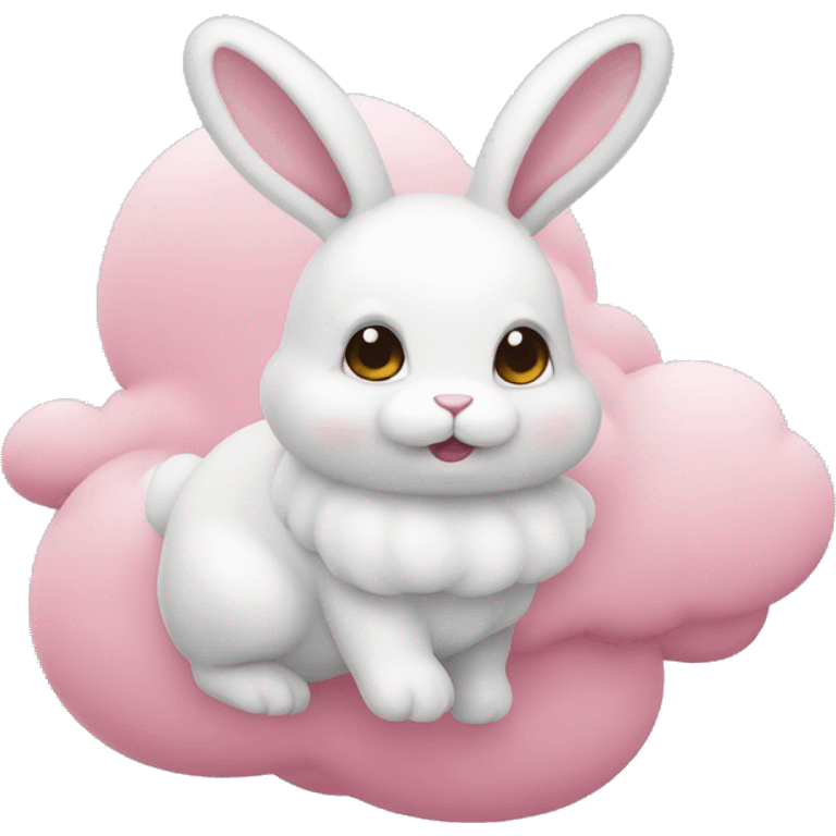 lapin rose en nuage emoji