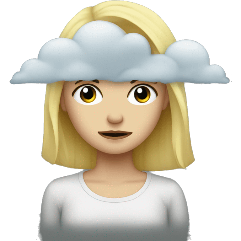 rain cloud over sad blonde girl emoji