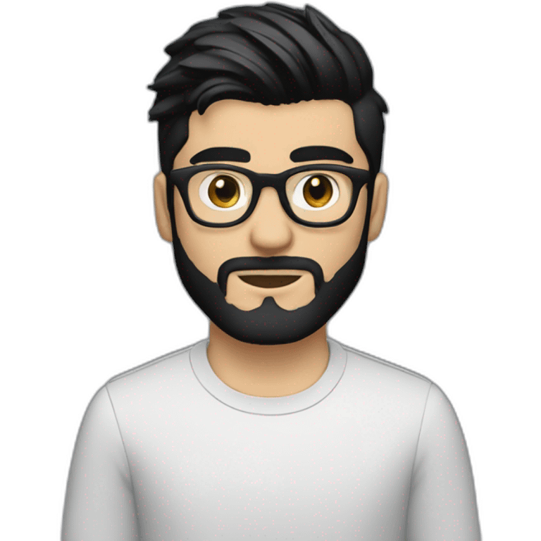 zayn malik with black hair and beard + spectacles and macbook emoji