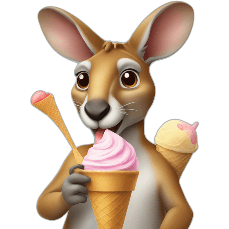 A kangaroo eating Ice Cream  emoji