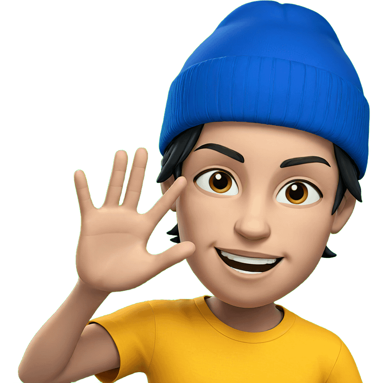 smiling boy in blue beanie emoji